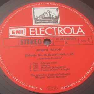 Haydn – Symphonies nos. 45 & 49 Menuhin HMV ELECTROLA C 053-00 654 LP EX