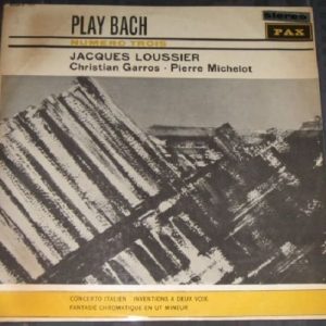 Jacques Loussier – Play Bach Vol. 3 LP Original 60’s Israel Pressing PAX Jazz
