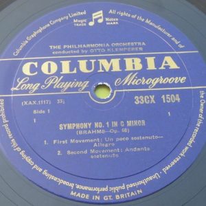 Klemperer / Brahms : Symphony No 1 columbia 33cx Blue / Gold 1504 lp