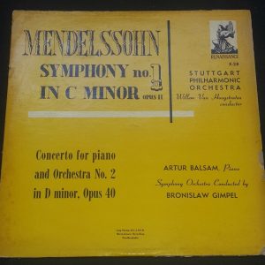 Mendelssohn Symphony 1 Hoogstraten Piano Concerto Gimpel Balsam Renaissance lp