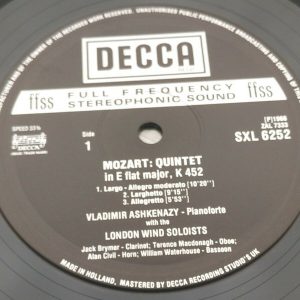 Mozart / Beethoven Quintets Ashkenazy London Wind Soloists Decca SXL 6252 lp EX