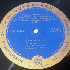 Mozart ‎– Serenade  Wind Instruments Libor Pesek  Supraphon ‎ SUA 10426 LP EX
