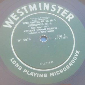 Peter Rybar / Franz Holletschek – Hindemith WESTMINSTER WL 5074 LP 1951 RARE!
