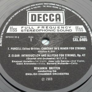 Purcell Elgar Delius Bridge / English Chamber Orch. / Britten Decca SXL 6405 lp