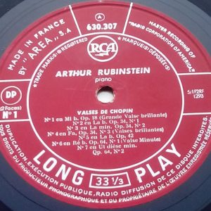 Rubinstein ‎– Chopin Waltzes   RCA ‎630.307 LP 50’s EX
