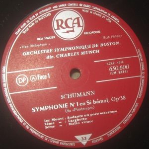 Schumann Spring Symphony / Manfred Overture Munch RCA 630.600 (LM 2474) LP