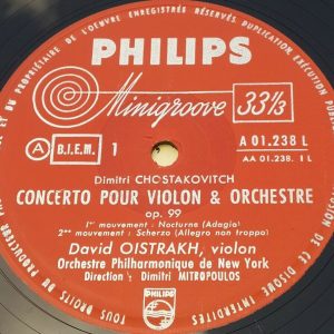 Shostakovitch ‎– Violin Concerto  Oistrakh  Mitropoulos  Philips A 01.238 L