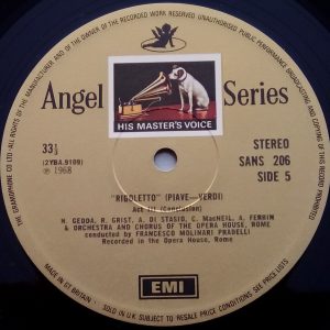 Verdi Rigoletto MacNeil Grist Gedda Pradelli EMI HMV Angel SAN 204-6 3 LP Box
