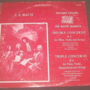 Bach Double / Triple Concerto Kempler , Pucci , Tosti . Baroque Records lp