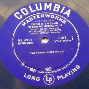 Beethoven Concerto No. 1 Ormandy Serkin Columbia ‎ ML 4914 Blue label USA LP