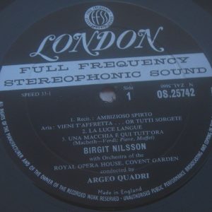 Birgit Nilsson – Verdi Arias London ffss OS 25742 LP EX