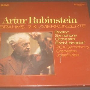 Brahms Piano Concertos No. 1 / 2 Rubinstein Leinsdorf Krips RCA 2 LP Box EX