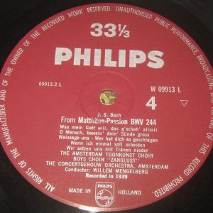 Brahms Requiem & Bach Willem Mengelberg Jo Vincent Philips W 09912/13 L 2 LP