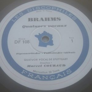 Brahms The Vocal Quartet Marcel Couraud Les Discophiles DF 108 LP