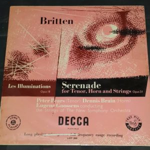 Britten Les Illuminations Serenade Pears Brain Goossens Decca LXT 2941 lp 50’s