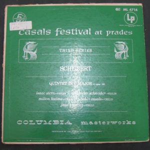 COLUMBIA ML 4714 blue Casals Festival Schubert Quintet stern schneider katims