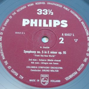 Dvorak Symphony No. 5 Bruno Walter Philips ‎ A 01417 L lp