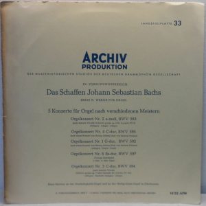 Hans Heintze – J. S. BACH – 5 Organ Concertos LP ARCHIV 14123 APM