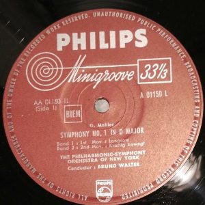 Mahler Symphony No. 1 Titan Bruno Walter Philips – A 01150 L lp ex