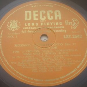 Mozart Divertimento No. 17 Vienna Octet Decca LXT 2542 LP ED1