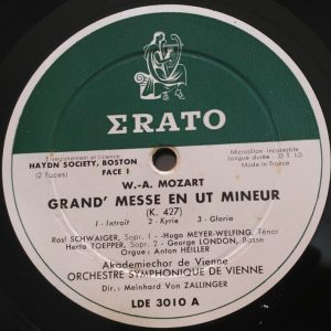 Mozart – Great Mass  Von Zallinger  Erato ‎ LDE 3010 lp