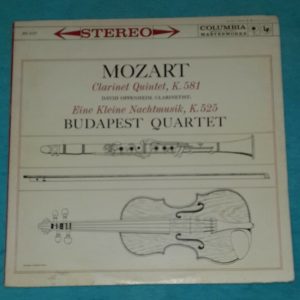 Mozart ‎Quintet For Clarinet & Strings Budapest String Quartet Columbia LP