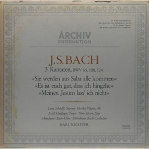 Munchener Bach-Orchester / Karl Richter BACH – 3 Cantatas BWV 65 108 124 ARCHIV
