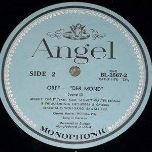 Orff – Der Mond Wolfgang Sawallisch   Angel Records 3567 B/L 2 LP Box