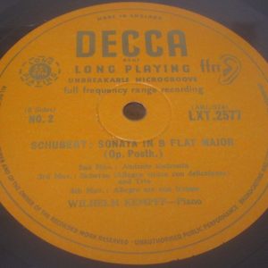 Schubert – Piano Sonata No. 21 Wilhelm Kempff Decca ‎ LXT 2577 lp ED1