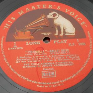 Stravinsky Pulcinella / Le Baiser De La Fée  Vandernoot  HMV ALP 1956 lp 1963