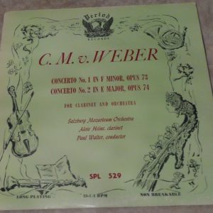 Alois Heine Paul Walter Weber Clarinet Concertos 1 & 2 Period SPL 529 lp