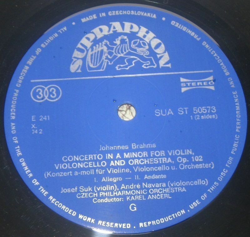 BRAHMS Violin & Cello Concerto / Tragic SUK / NAVARRA / ANCERL