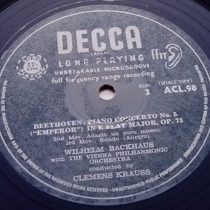 Beethoven Piano Concerto No. 5 ( Emperor ) Krauss / Backhaus Decca ‎ACL 98 LP