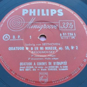 Beethoven Quartet no. 8 Budapest String Quartet Philips Minigroove A 01.236 L lp