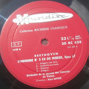 Beethoven – Symphony No. 5 / 8  Karl Ritter Musidisc 30 RC 828 lp EX