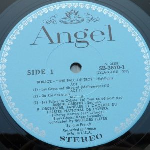Berlioz: The Trojans Highlights Georges Pretre Angel ? B-3670 2 LP Box EX