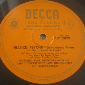 Bruckner Symphony No. 7 Franck – Psyche  Beinum Decca LXT 2829 ED1 1 LP Only