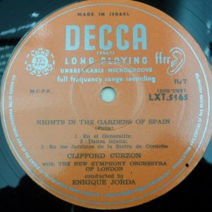 Curzon Grieg Piano Concerto  Falla Nights In The Gardens Decca LXT 5165 lp ed1