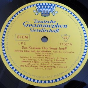 Don Kosaken Chor Serge Jaroff DGG LPE 17 067 Tulips lp Germany 1957