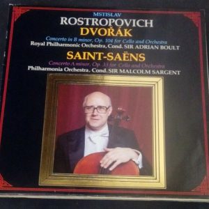 Dvorak / Saint-Saens Cello Concertos Rostropovich Sargent Fabbri Editori lp EX