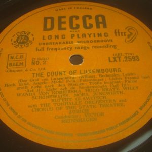 Lehar Count of Luxemburg Glawitsch Reinshagen DECCA LXT 2593 LP 1st PRESS ED1