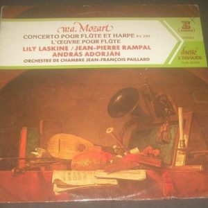 MOZART Flute & Harp Concerto Etc. LASKINE RAMPAL ADORJAN LANCELOT Erato 2 lp