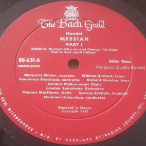 Margaret Ritchie Messiah Handel 3 LP BOX SET- The Bach Guild BG 631/3