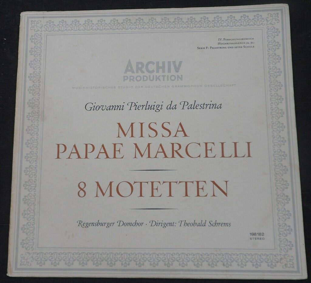Palestrina : Missa Papae Marcelli / 8 motetten  Schrems ARCHIV 198 182 lp EX