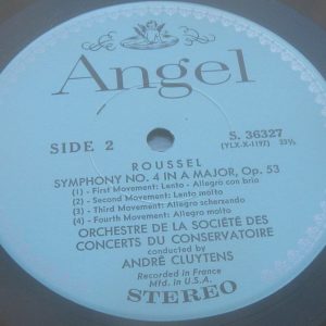 ROUSSEL  SYMPHONIES 3 & 4  CLUYTENS / PARIS CONSERVATOIRE ANGEL S-36327 LP EX