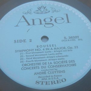ROUSSEL  SYMPHONIES 3 & 4  CLUYTENS / PARIS CONSERVATOIRE ANGEL S-36327 LP EX