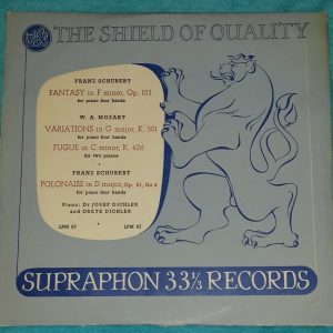 Schubert Fantasy  Mozart Variations  Dichlerova Dichler Supraphon LPM 67 LP 10″