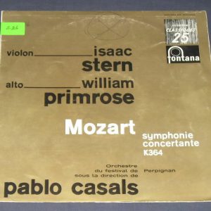 Stern / Primrose / Casals Mozart Symphonie Concertante K364 Violin 10″ RARE