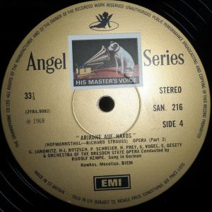 Strauss – Ariadne auf Naxos Rudolf Kempe HMV SAN 215-7 SLS 936/3 Gold label 3 LP