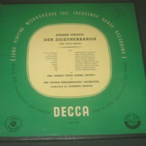 Strauss Der Zigeunerbaron Clemens Krauss Decca LXT 2612/3 2 LP Box EX 50’s